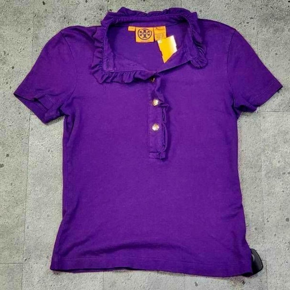 Tory Burch Polo Shirt Purple Short Sleeve Top XS